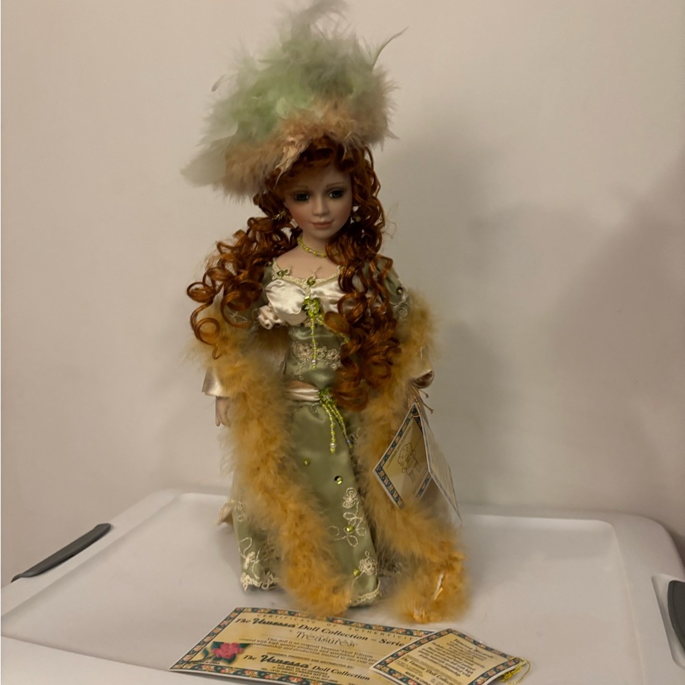 Elegant Green and Gold Victorian Doll Costume-?Vanessa brand